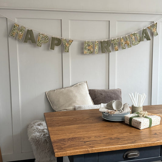Birthday Garland, Celebration Fabric Letter Bunting