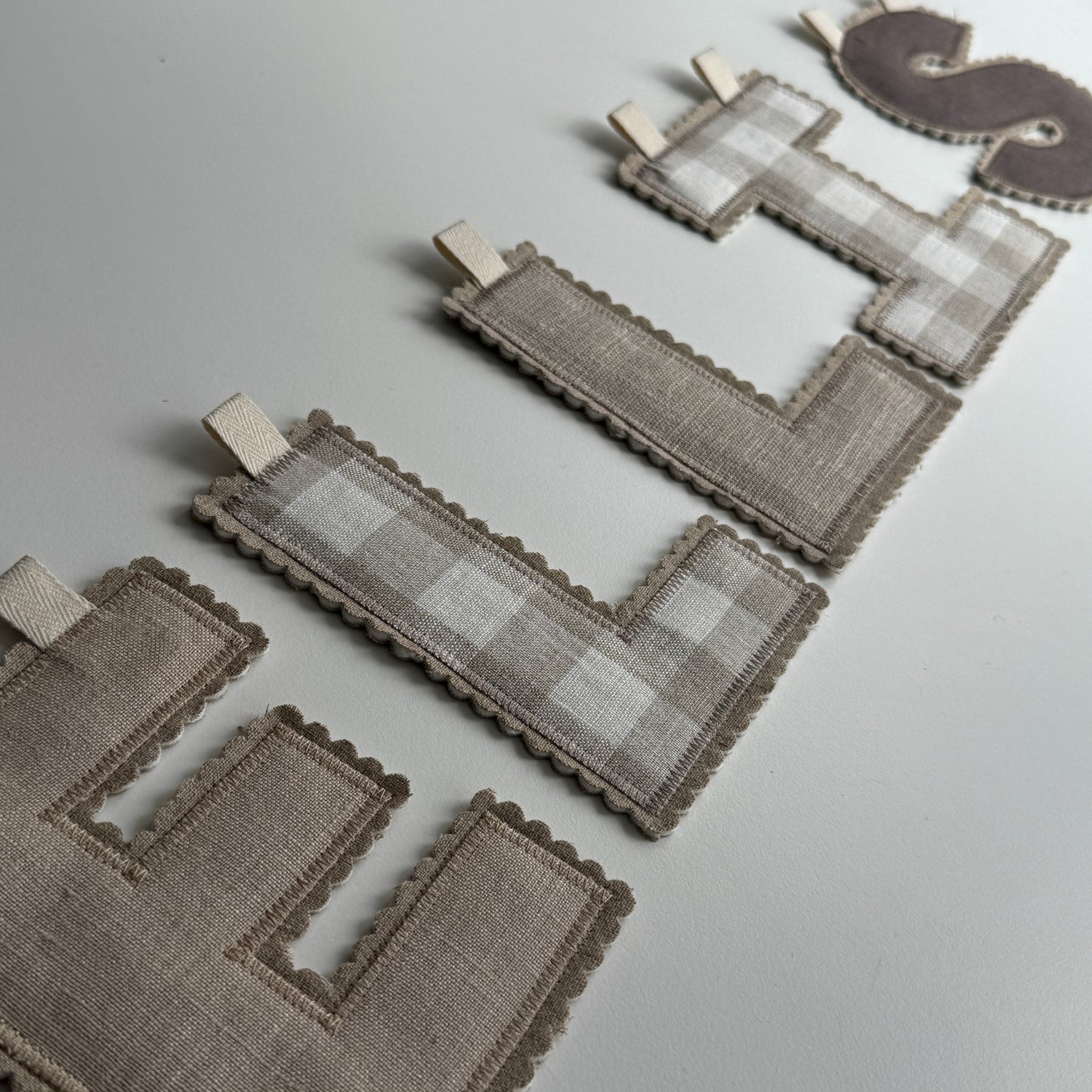 Linen Name Garland, Fabric Letter Bunting