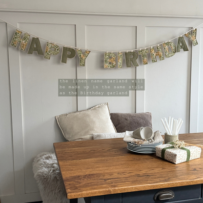 Linen Name Garland, Fabric Letter Bunting