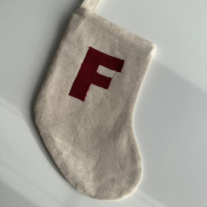Mini Linen Christmas Stocking with Initial (READY TO POST)