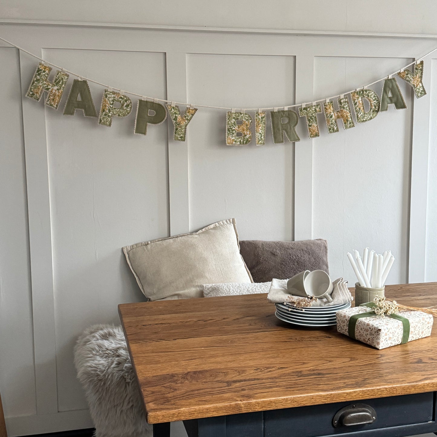 Birthday Garland, Celebration Fabric Letter Bunting