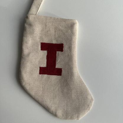 Mini Linen Christmas Stocking with Initial (READY TO POST)