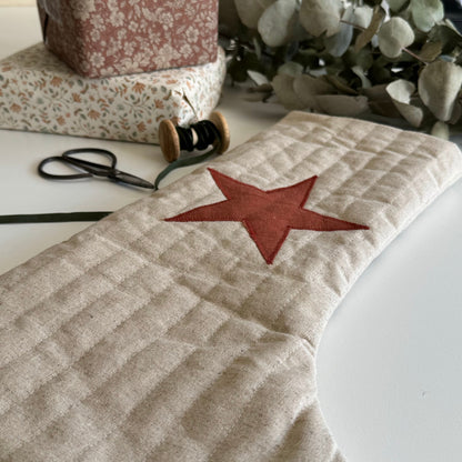 Quilted Christmas Stocking with Applique Linen Star or Initial