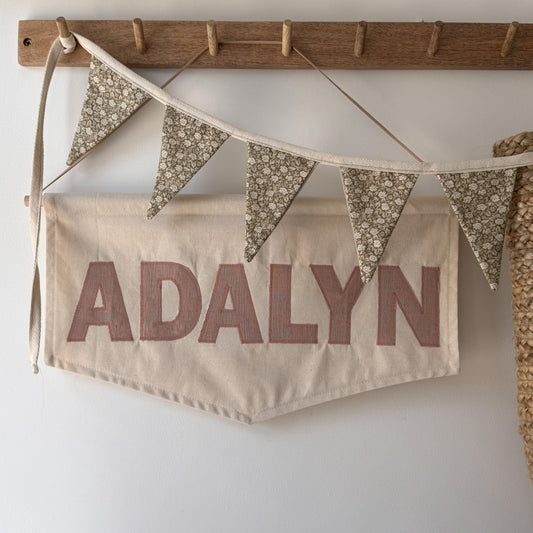 Extra large Personalised Linen Name Banner
