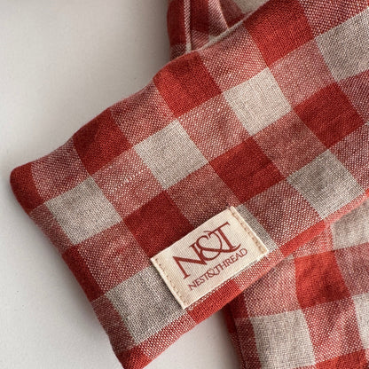 Large Linen Bow in Rusty Gingham