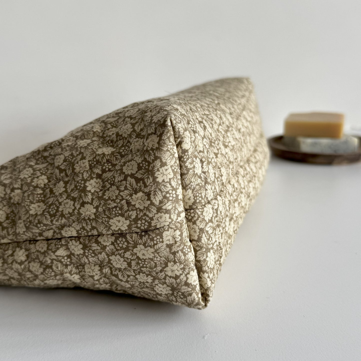 Large Green Floral Makeup Bag, Travel Toiletry Organiser