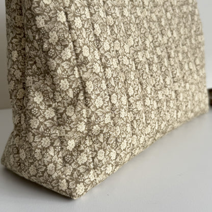 Large Green Floral Makeup Bag, Travel Toiletry Organiser