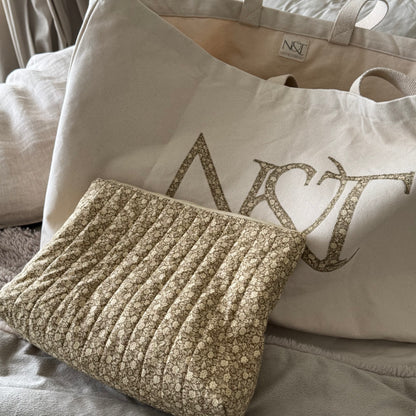 Large Green Floral Makeup Bag, Travel Toiletry Organiser