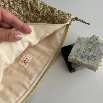 Large Green Floral Makeup Bag, Travel Toiletry Organiser