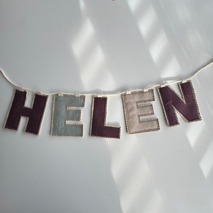 Linen Name Garland, Fabric Letter Bunting