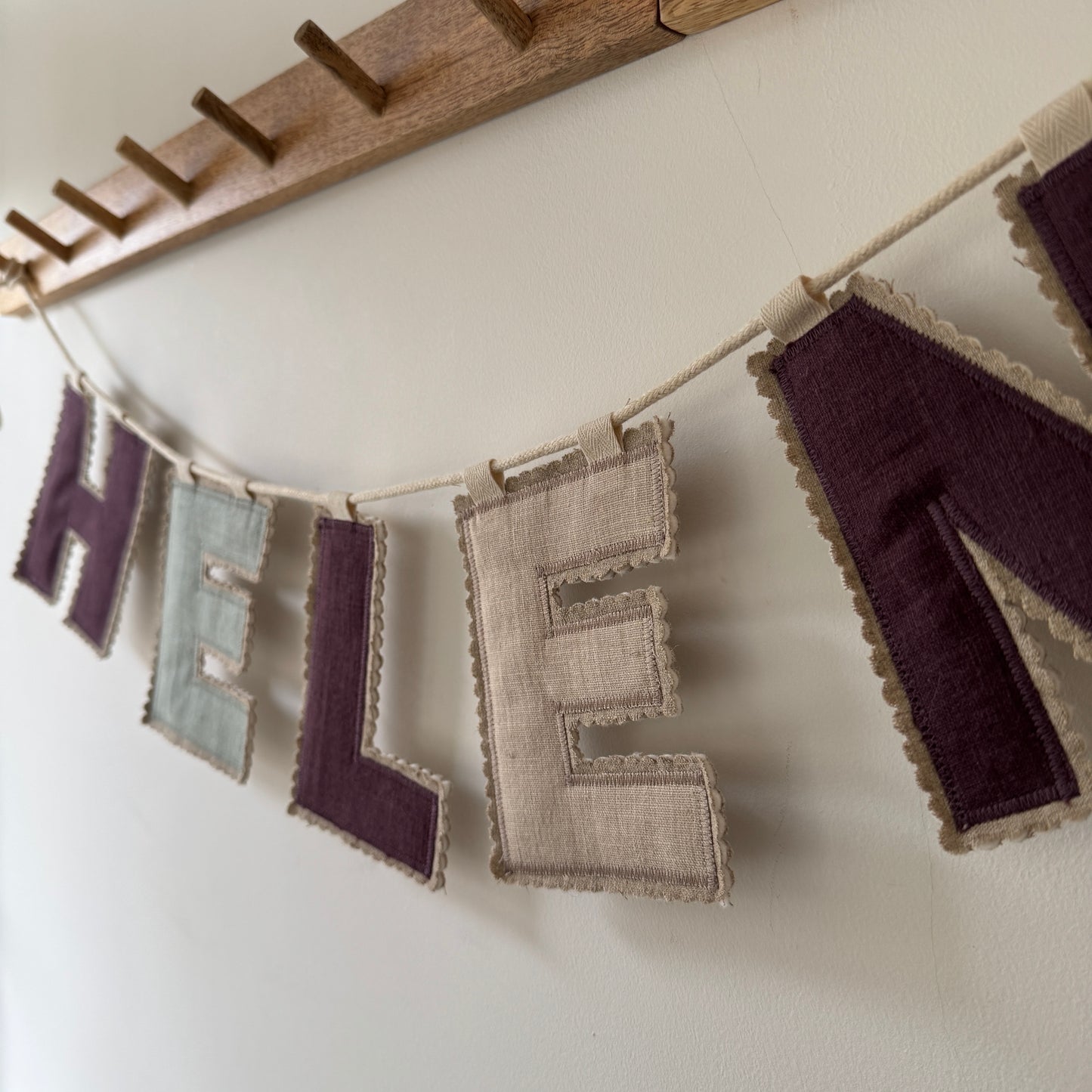 Linen Name Garland, Fabric Letter Bunting