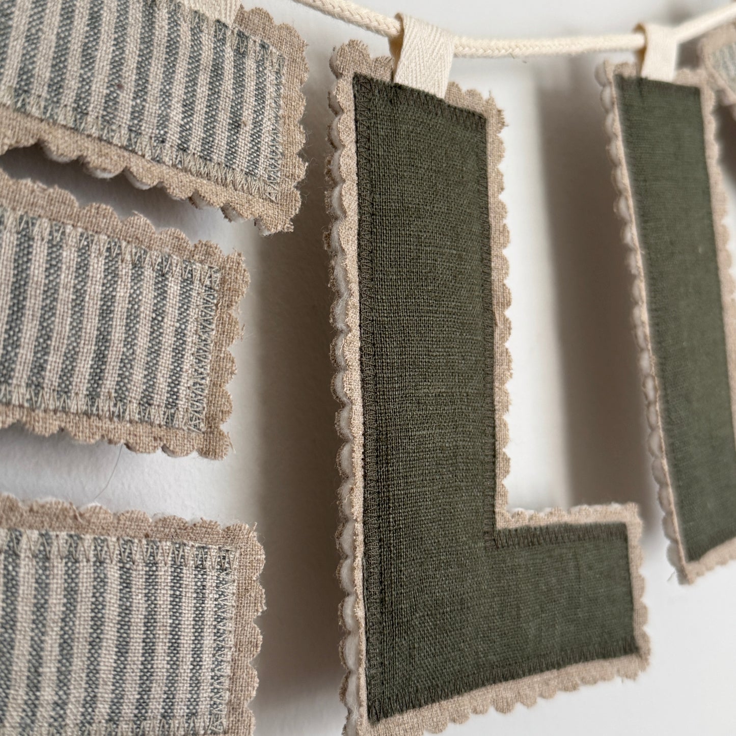 Linen Name Garland, Fabric Letter Bunting