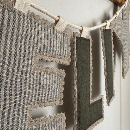 Linen Name Garland, Fabric Letter Bunting