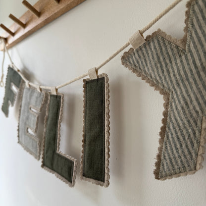 Linen Name Garland, Fabric Letter Bunting