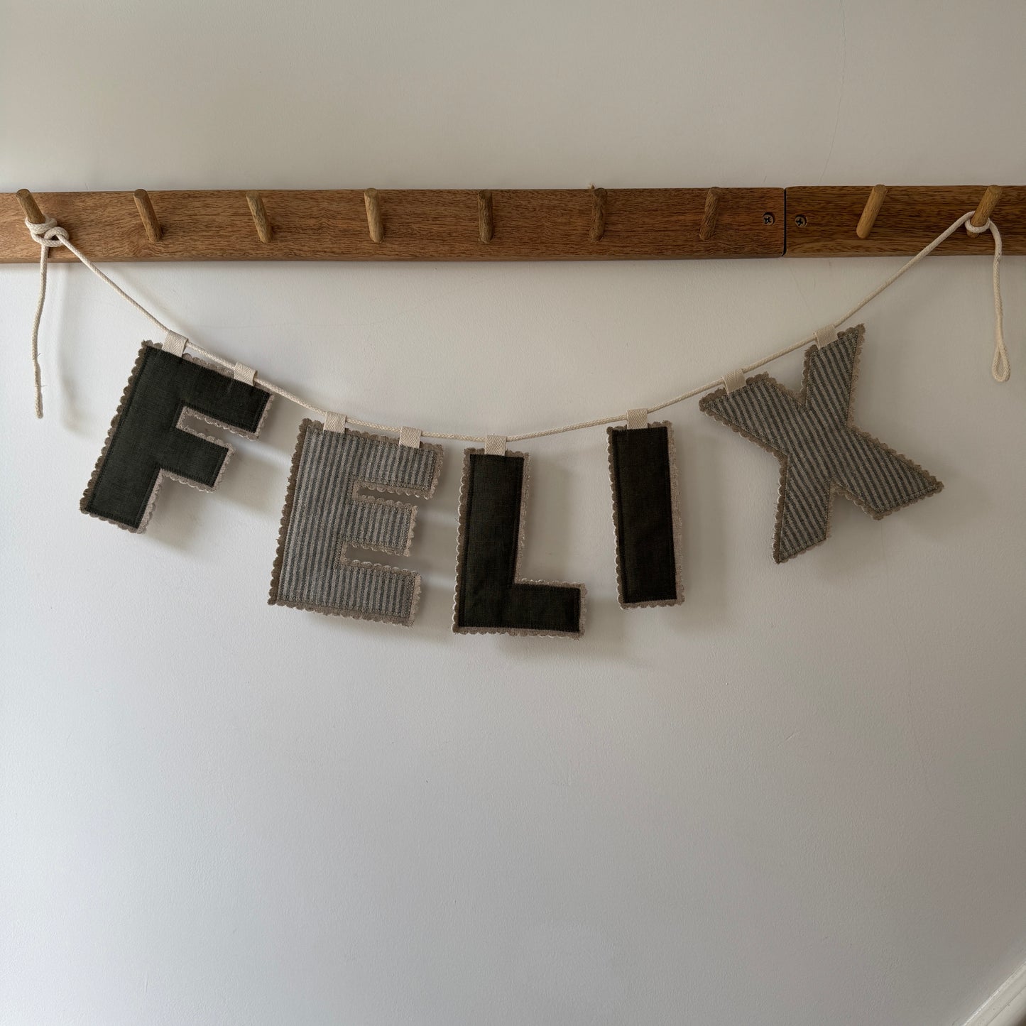 Linen Name Garland, Fabric Letter Bunting