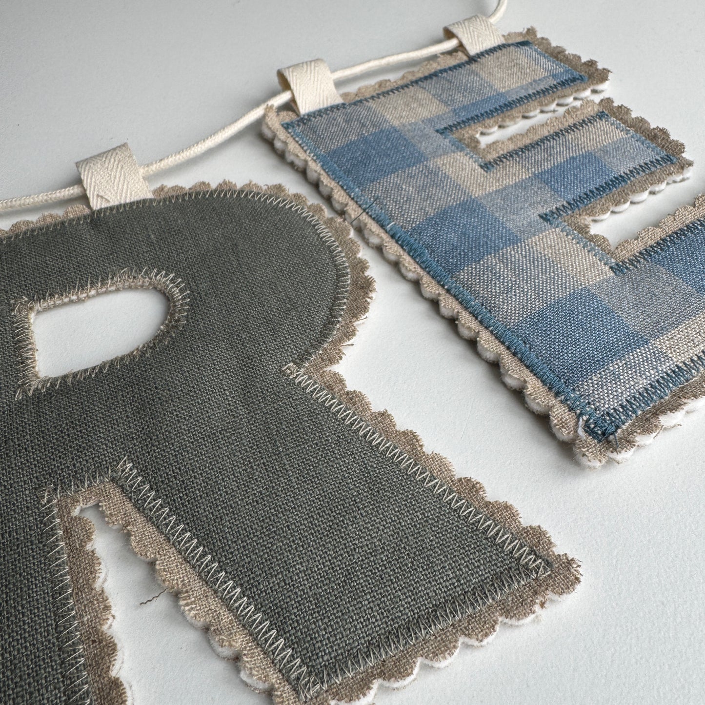 Linen Name Garland, Fabric Letter Bunting