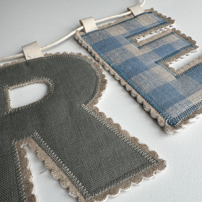 Linen Name Garland, Fabric Letter Bunting