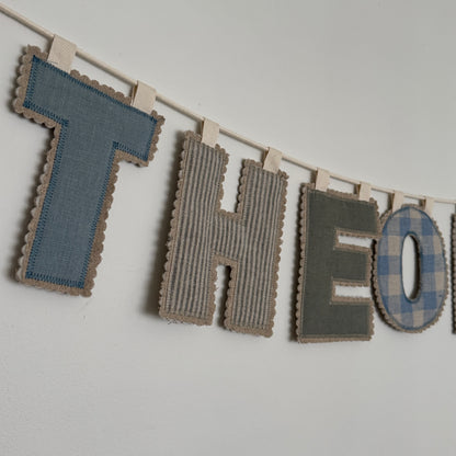 Linen Name Garland, Fabric Letter Bunting