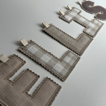Linen Name Garland, Fabric Letter Bunting