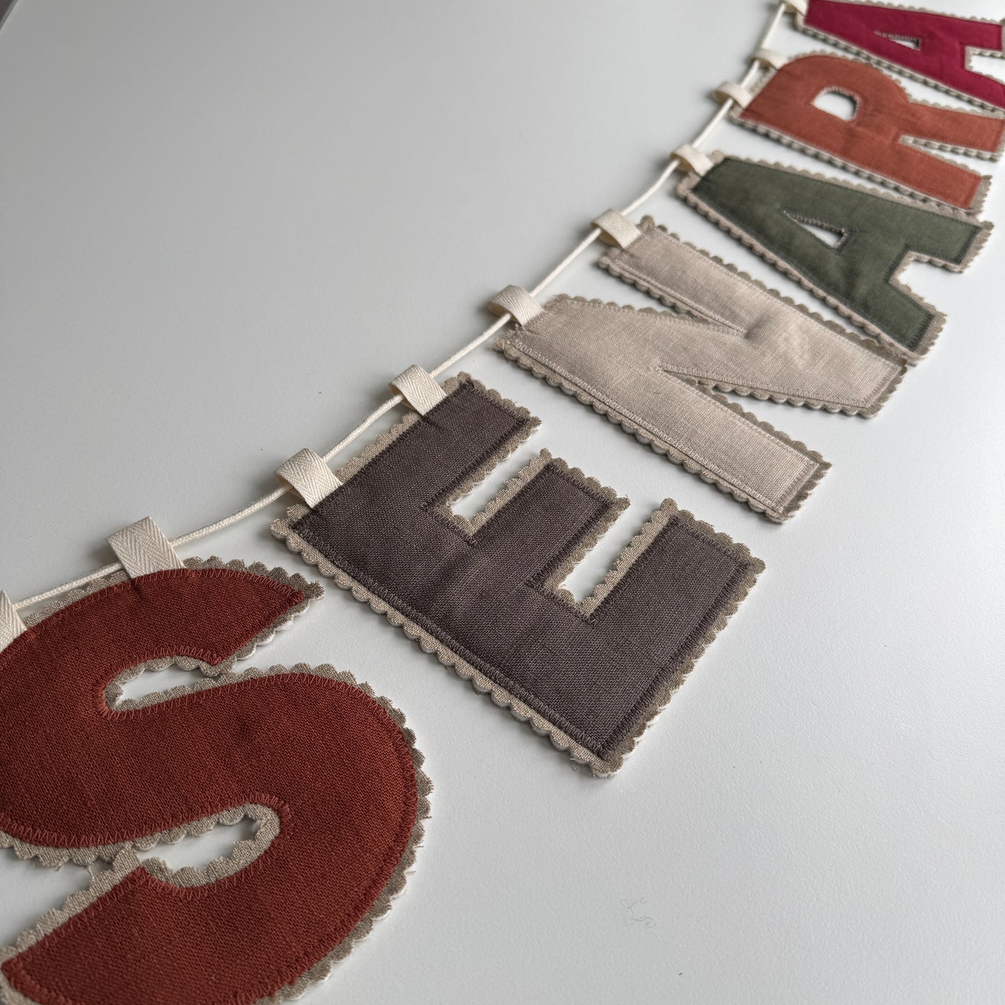 Linen Name Garland, Fabric Letter Bunting