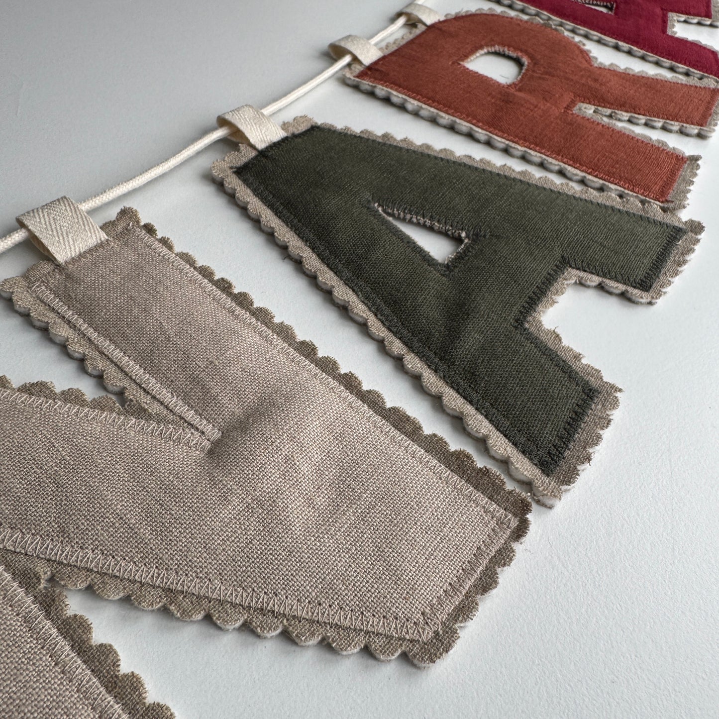 Linen Name Garland, Fabric Letter Bunting