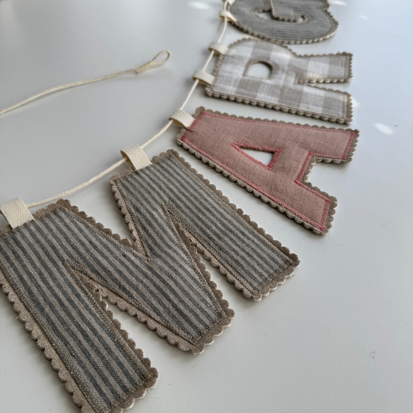 Linen Name Garland, Fabric Letter Bunting