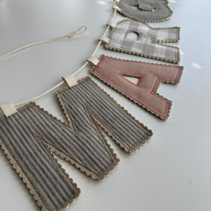 Linen Name Garland, Fabric Letter Bunting