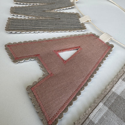 Linen Name Garland, Fabric Letter Bunting