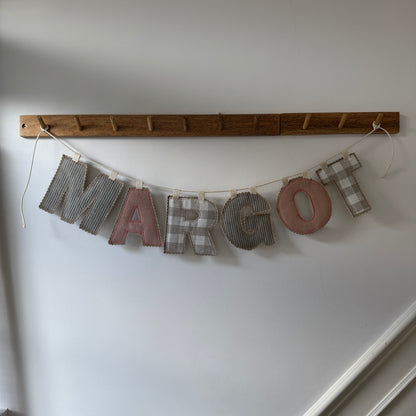 Linen Name Garland, Fabric Letter Bunting