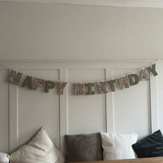 Birthday Garland, Celebration Fabric Letter Bunting