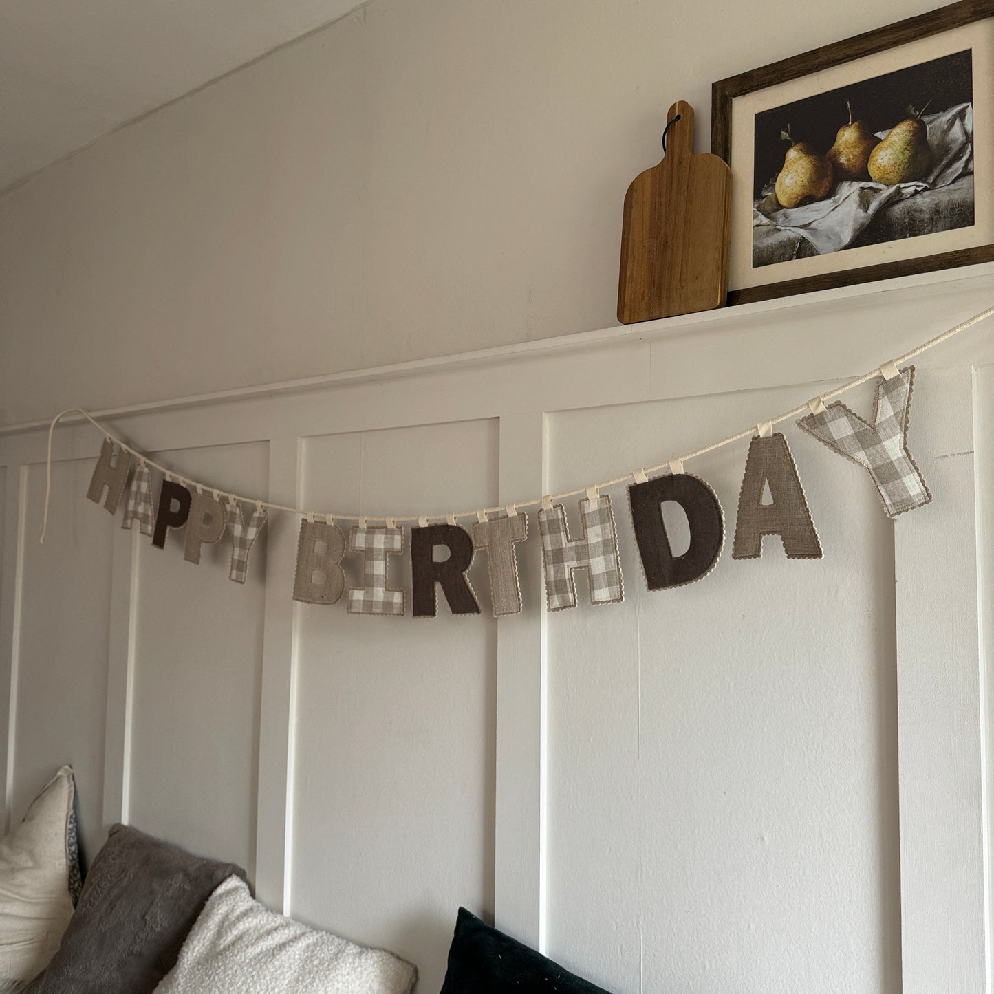 Linen Birthday Garland, Celebration Letter Bunting