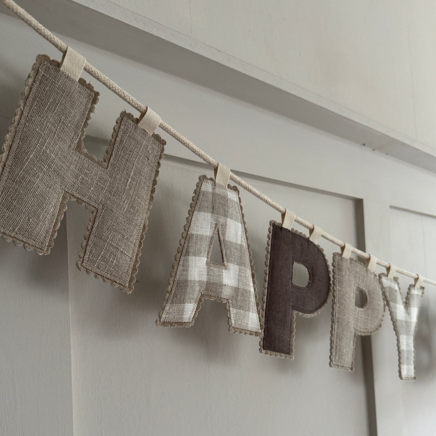 Linen Birthday Garland, Celebration Letter Bunting