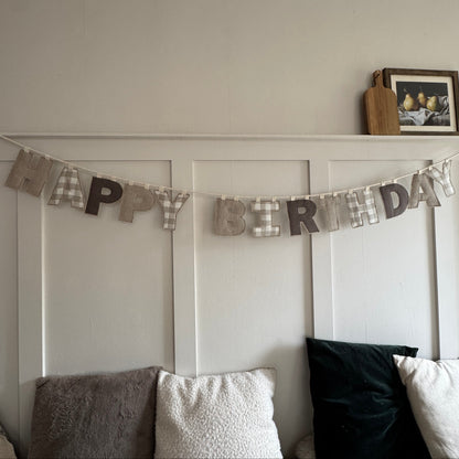 Linen Birthday Garland, Celebration Letter Bunting