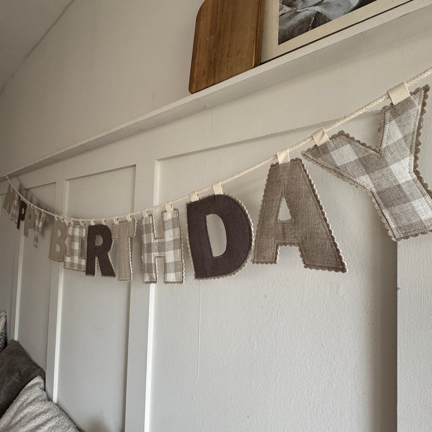 Linen Birthday Garland, Celebration Letter Bunting