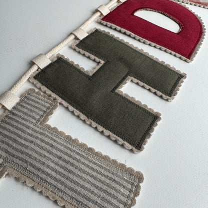 Linen Birthday Garland, Celebration Letter Bunting