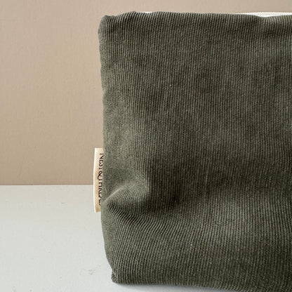 Large Green Corduroy Makeup Bag, Travel Toiletry Organiser