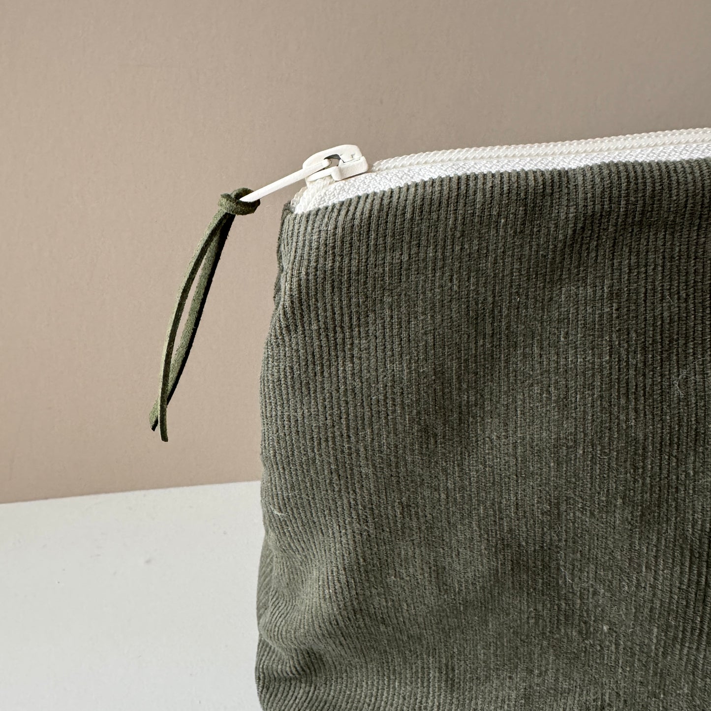 Large Green Corduroy Makeup Bag, Travel Toiletry Organiser