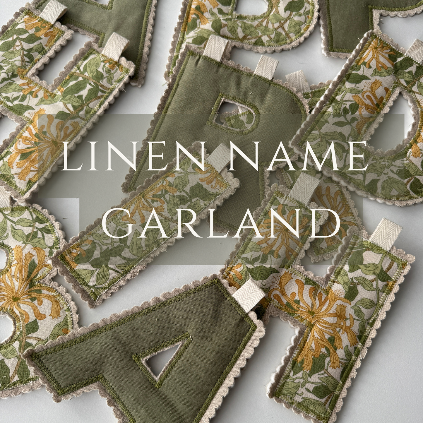 Linen Name Garland, Fabric Letter Bunting